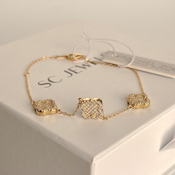 Rachel Zoe Clover Bracelet Cubic Zirconia Sterling Silver - Picture 5 of 7